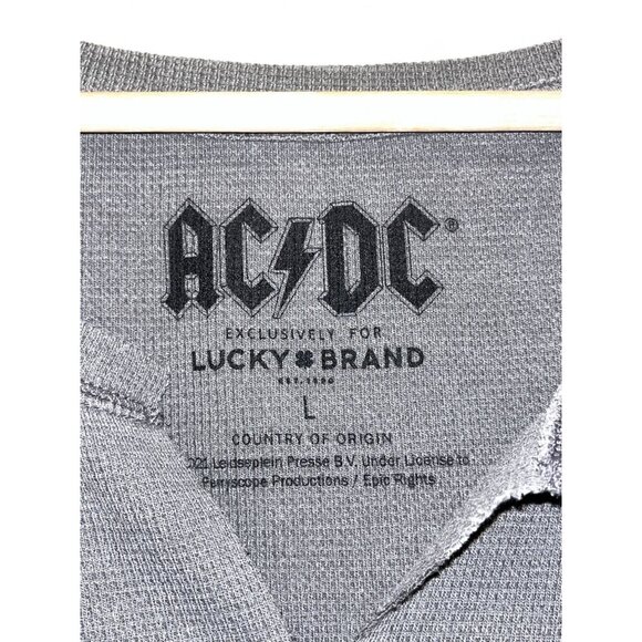 AC/DC Lucky Brand Gray Graphic Long Sleeve Pullover Thermal Women's Top Size L - Picture 3 of 7